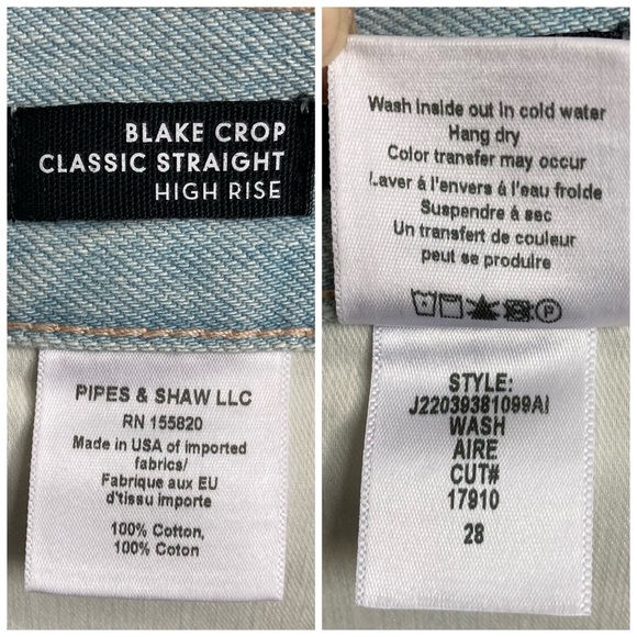 Veronica Beard Blake High-Rise Classic Straight Crop Jeans Aire Wash Size 28 - Picture 11 of 17